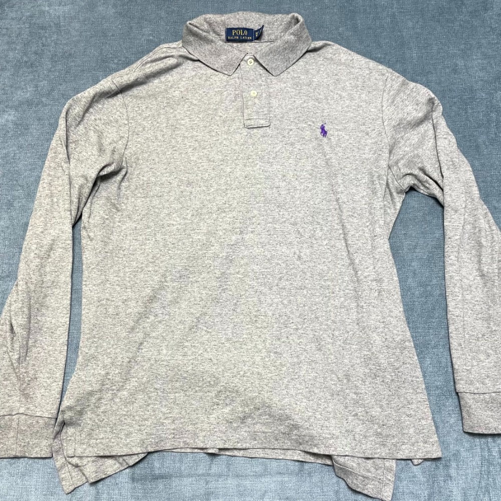 Polo Ralph Lauren Rugby Shirt Mens XL Heather Gray Hi Lo Hem Side Slit Tennis